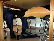 Secretary in Shiny Pantyhose and Leather