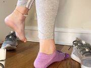 Adidas shoeplay & ankle sock tease
