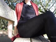 Eevee Frost Exhibitionism in Park - shows off feet and pussy