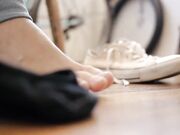 Teen girl socks sniffing