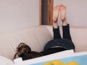 Hipset Feet - Wiggling her toes with red toenail