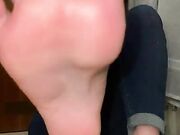 Sexy teen tease with soft soles feet joi