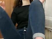 Sexy teen tease with soft soles feet joi