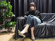 Sexy young asian babe show feet in pantyhose pov