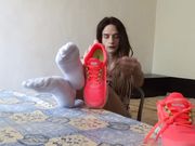 Monica Foot Fetish - Take off my nike sneakers and socks and teasing you with my perfect soles