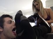 Beautiful Mistress Val ignores a loser licking her socks