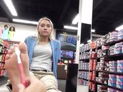 Blonde at the shoe store