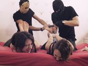 Russian Fetish � Marianne and Kate Anima. Double hogtickling in four hands