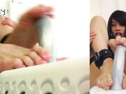 Asian Ladyboy Dildo Footjob