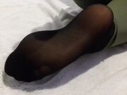 Woman's Sweaty Gym Nylon Feet