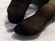 Woman's Sweaty Gym Nylon Feet