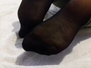 Woman's Sweaty Gym Nylon Feet