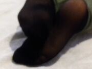 Woman's Sweaty Gym Nylon Feet