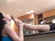 pantyhose feetlicking in the kitchen