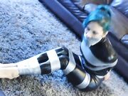 lleather girl duct taped barefoot