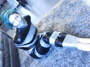 lleather girl duct taped barefoot