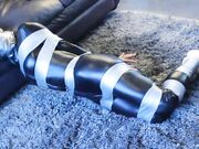 lleather girl duct taped barefoot