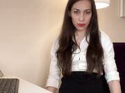 sexy dark hair woman pantyhose feet pov table quick joi