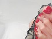 nylon feet on nylon cock