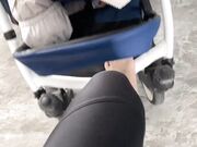 pushing stroller with foot