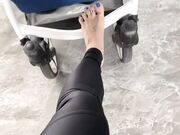 pushing stroller with foot