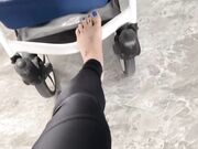 pushing stroller with foot