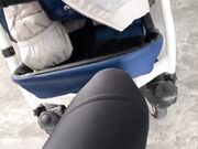 pushing stroller with foot
