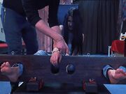 Feet tortured in stocks