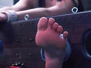 Feet tortured in stocks