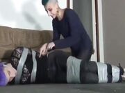 Punk girl bare feet tickle tortured