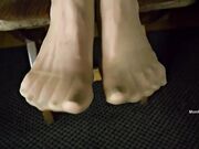 Sexy milf Monique sweaty nylon feet