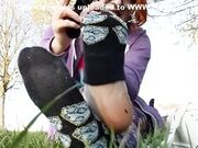 Pixie Nixx Strips Off her Stinky Sneakers and Socks... In Public!