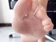 Asian Girl's Sweaty Nylon Feet