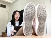 dark hair babe very soft feet soles pov view joi