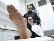 Czech Soles - Foot Lover Worships Big Bare Feet Of One Cute Pharmacist (Foot Worship, Big Feet, Czech Soles, Toes) 