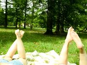 Czech Soles - Two Barefoot Girls In Park Having Their Feet Worshiped By A Stranger (Foot Worship, Public Feet) 