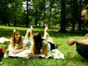 Czech Soles - Two Barefoot Girls In Park Having Their Feet Worshiped By A Stranger (Foot Worship, Public Feet) 