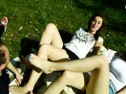 Czech Soles - Two Barefoot Girls In Park Having Their Feet Worshiped By A Stranger (Foot Worship, Public Feet) 