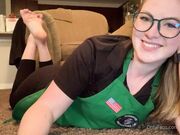 Freckled Feet - Classic pics in The Pose and my barista unif