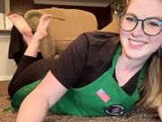 Freckled Feet - Classic pics in The Pose and my barista unif