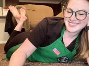 Freckled Feet - Classic pics in The Pose and my barista unif