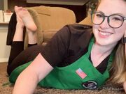 Freckled Feet - Classic pics in The Pose and my barista unif