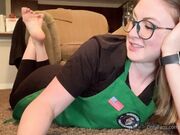 Freckled Feet - Classic pics in The Pose and my barista unif