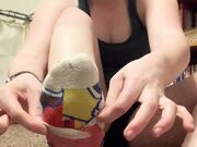 Freckled Feet - Impromptu sweaty shoe sock strip with some l