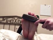 Girlfriend's bare oiled soles tickle torture