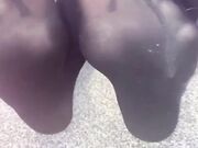 Girls Beautiful Sweaty Nylon Feet