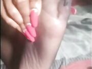 Ebony Woman's Tired Nylons Feet