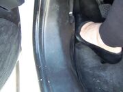 Office nylon feet-My feet after driving