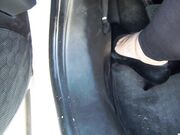 Office nylon feet-My feet after driving