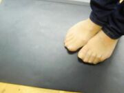 Office nylon feet-Moist sweaty footprints